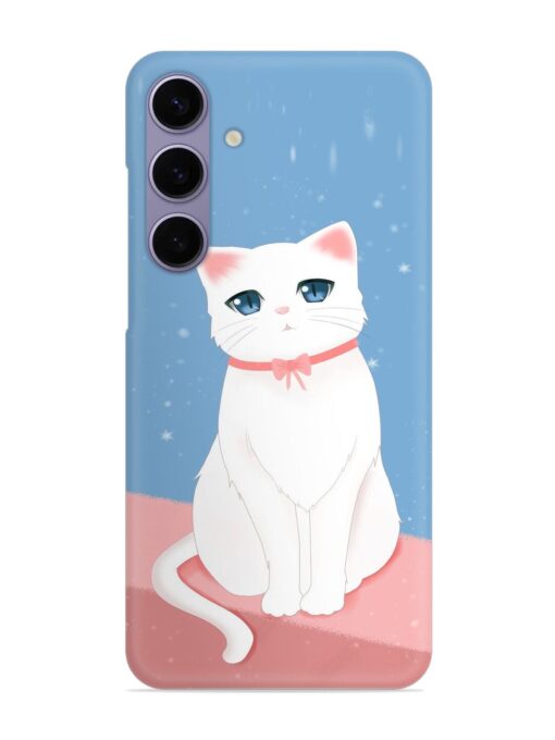 Cute White Cat Snap Case for Samsung Galaxy S24 (5G) Zapvi