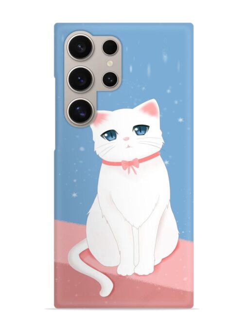 Cute White Cat Snap Case for Samsung Galaxy S24 Ultra (5G) Zapvi