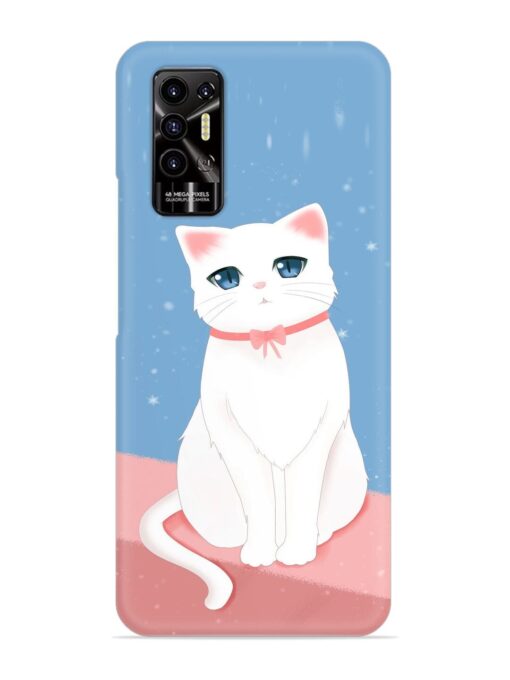 Cute White Cat Snap Case for Tecno Pova 2 Zapvi