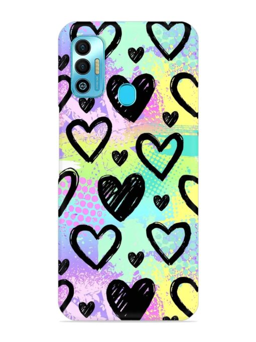 Bright Pattern Hearts Snap Case for Tecno Spark 7T Zapvi