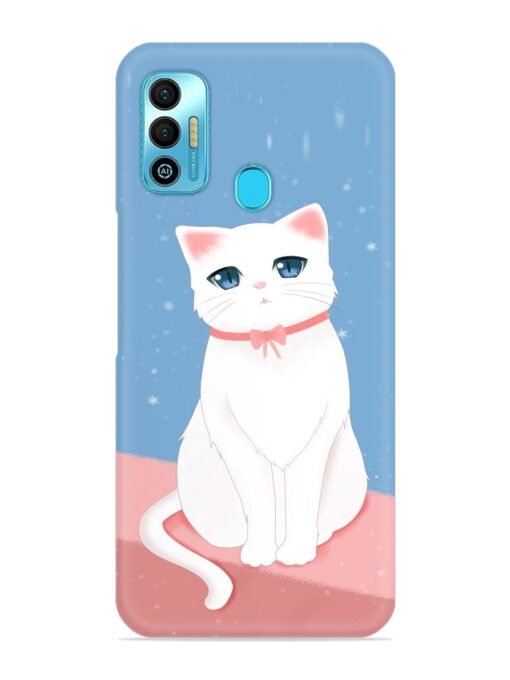 Cute White Cat Snap Case for Tecno Spark 7T