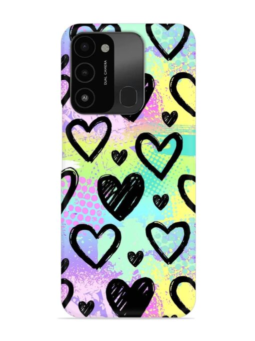 Bright Pattern Hearts Snap Case for Tecno Spark 8C