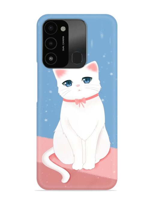 Cute White Cat Snap Case for Tecno Spark 8C