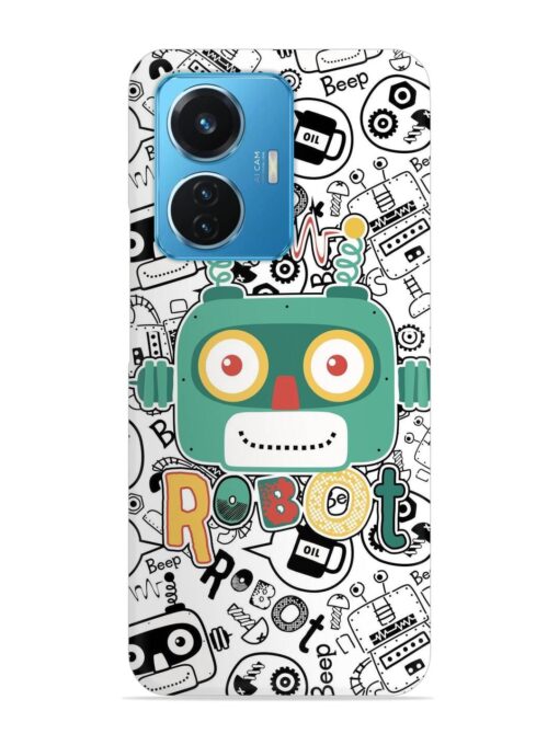 Robot Modern Seamless Pattern Snap Case for Vivo T1 (44W) Zapvi