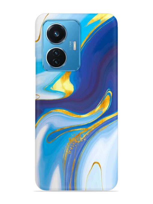 Watercolor Background With Golden Foil Snap Case for Vivo T1 (44W)