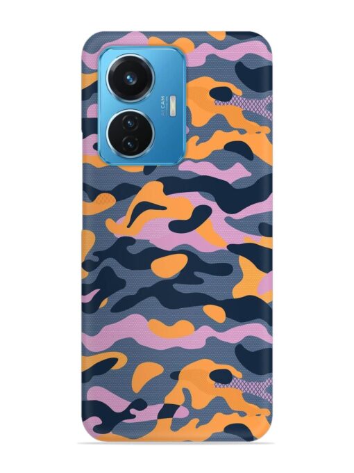 Camouflage Army Military English Orange Art Snap Case for Vivo T1 (44W) Zapvi