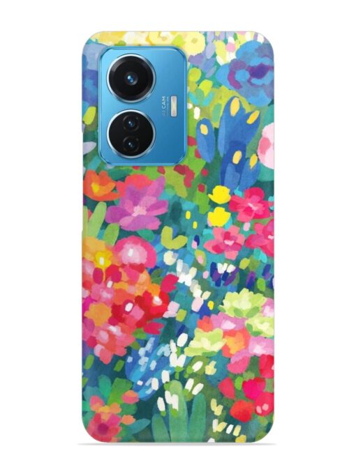 Watercolor Flower Art Snap Case for Vivo T1 (44W) Zapvi