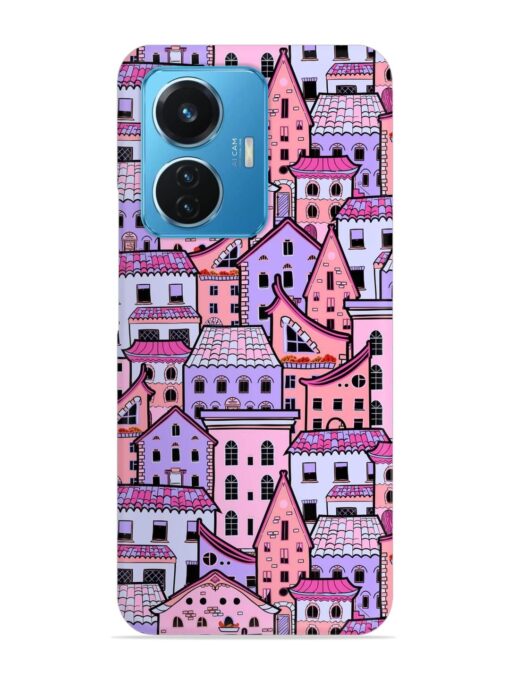 Seamless Pattern Houses Snap Case for Vivo T1 (44W) Zapvi