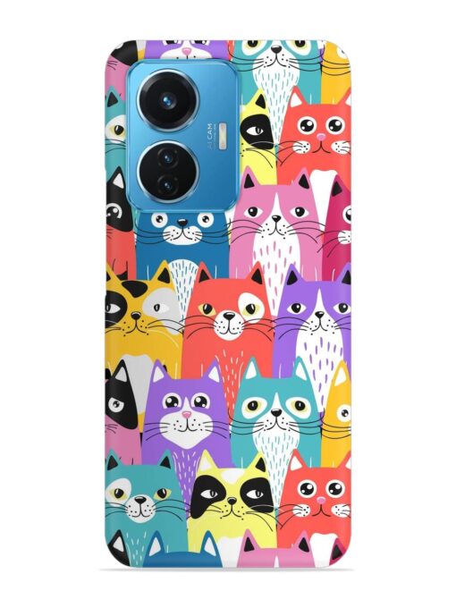 Funny Cartoon Cats Snap Case for Vivo T1 (44W)