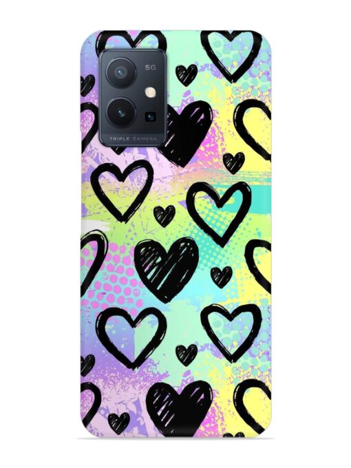 Bright Pattern Hearts Snap Case for Vivo T1 (5G) Zapvi