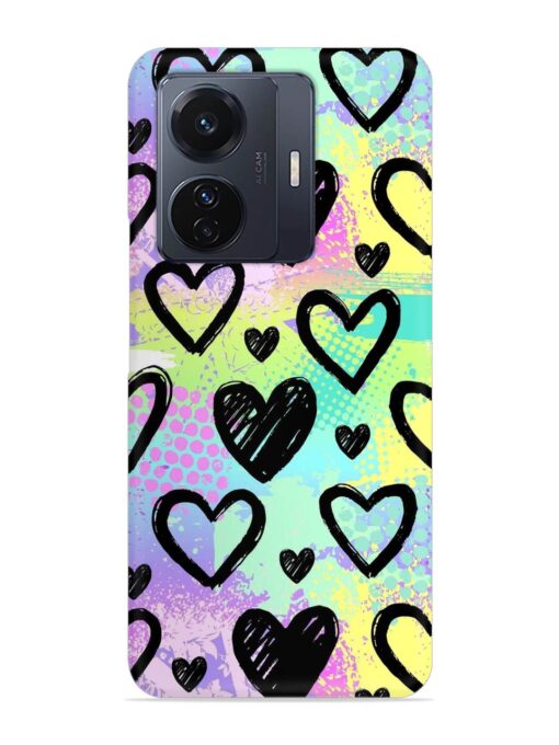 Bright Pattern Hearts Snap Case for Vivo T1 Pro (5G) Zapvi