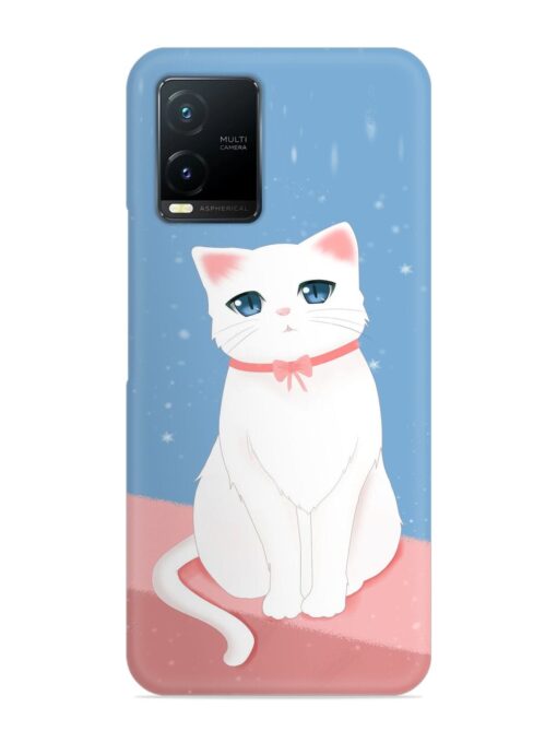 Cute White Cat Snap Case for Vivo T1X Zapvi