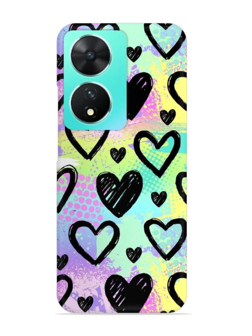 Bright Pattern Hearts Snap Case for Vivo T2 (5G) Zapvi