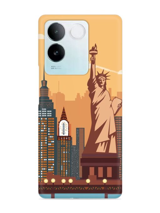 New York Statue Of Liberty Architectural Scenery Snap Case for Vivo T2 Pro (5G)