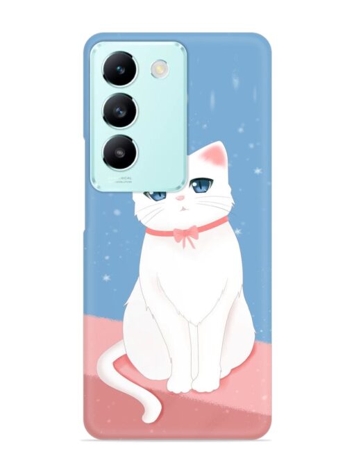 Cute White Cat Snap Case for Vivo T3 (5G)