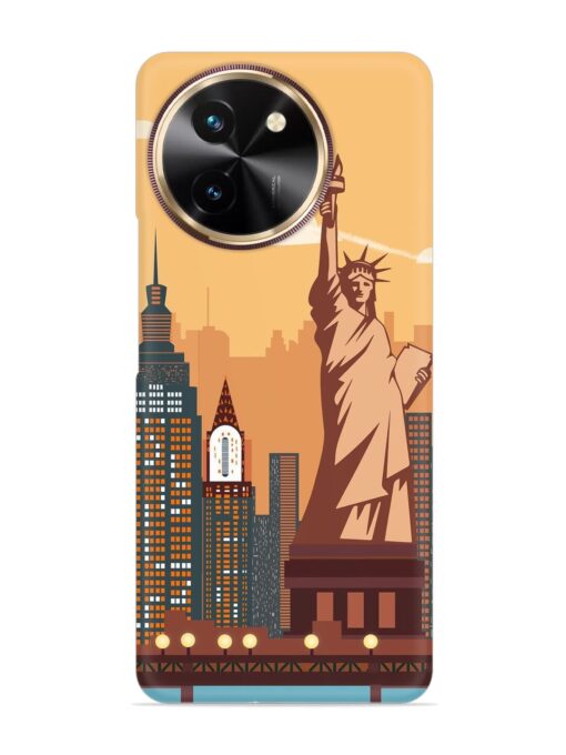 New York Statue Of Liberty Architectural Scenery Snap Case for Vivo T3X (5G) Zapvi