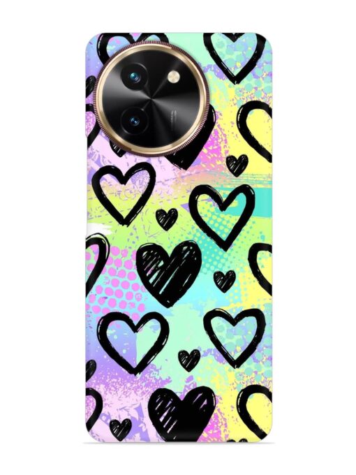 Bright Pattern Hearts Snap Case for Vivo T3X (5G) Zapvi