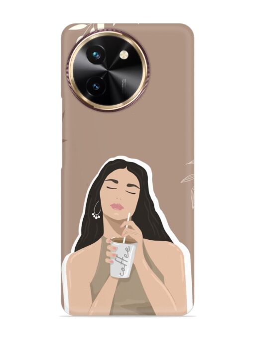 Girl With Coffee Snap Case for Vivo T3X (5G) Zapvi