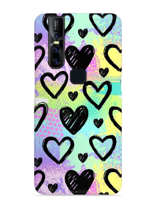 Bright Pattern Hearts Snap Case for Vivo V15 Zapvi