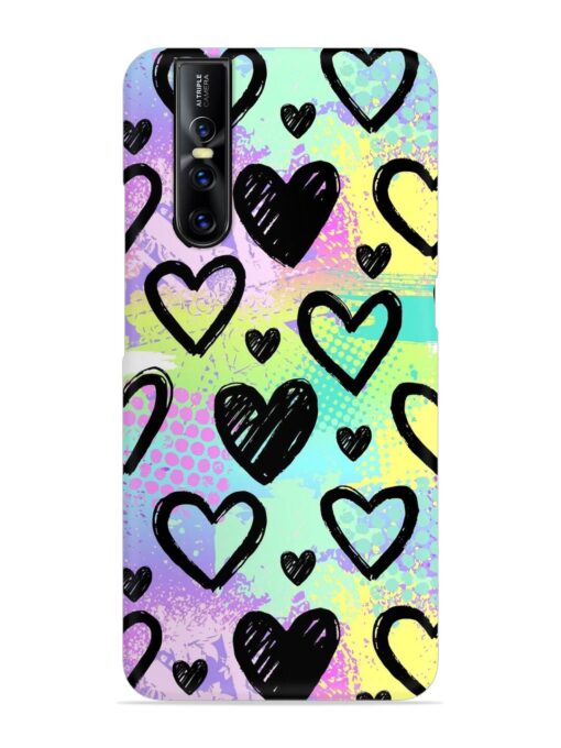 Bright Pattern Hearts Snap Case for Vivo V15 Pro Zapvi