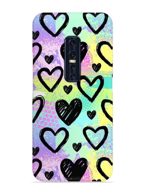 Bright Pattern Hearts Snap Case for Vivo V17 Pro Zapvi