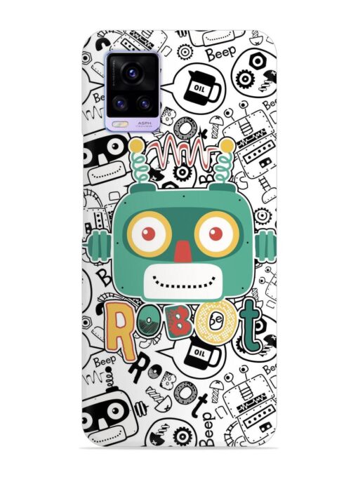 Robot Modern Seamless Pattern Snap Case for Vivo V20 Zapvi