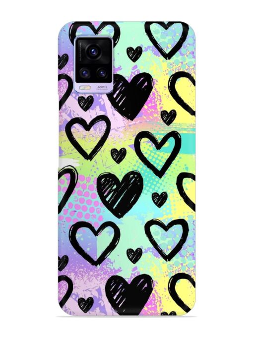 Bright Pattern Hearts Snap Case for Vivo V20 Zapvi