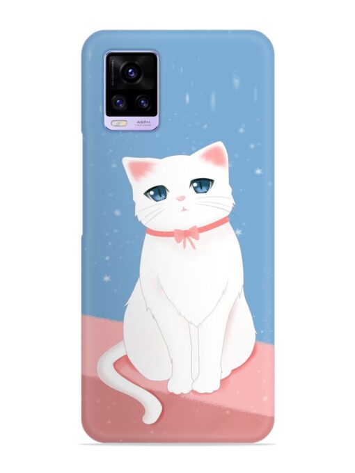 Cute White Cat Snap Case for Vivo V20 Zapvi