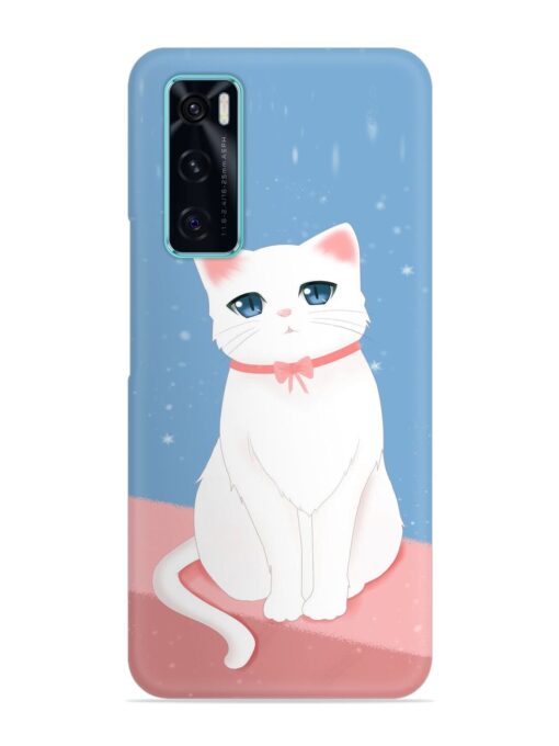 Cute White Cat Snap Case for Vivo V20 Se Zapvi