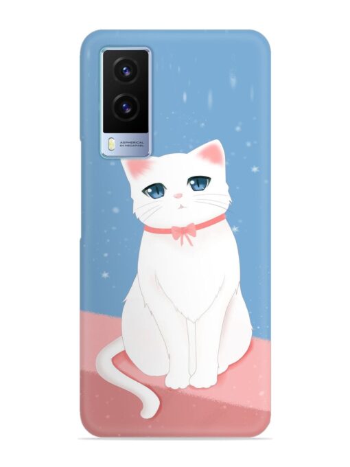 Cute White Cat Snap Case for Vivo V21E (5G) Zapvi