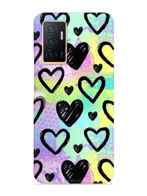 Bright Pattern Hearts Snap Case for Vivo V23E (5G) Zapvi