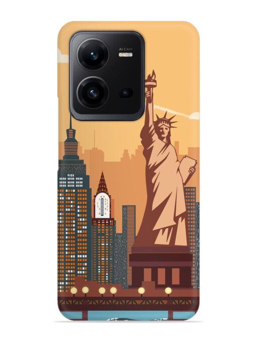 New York Statue Of Liberty Architectural Scenery Snap Case for Vivo V25 (5G) Zapvi