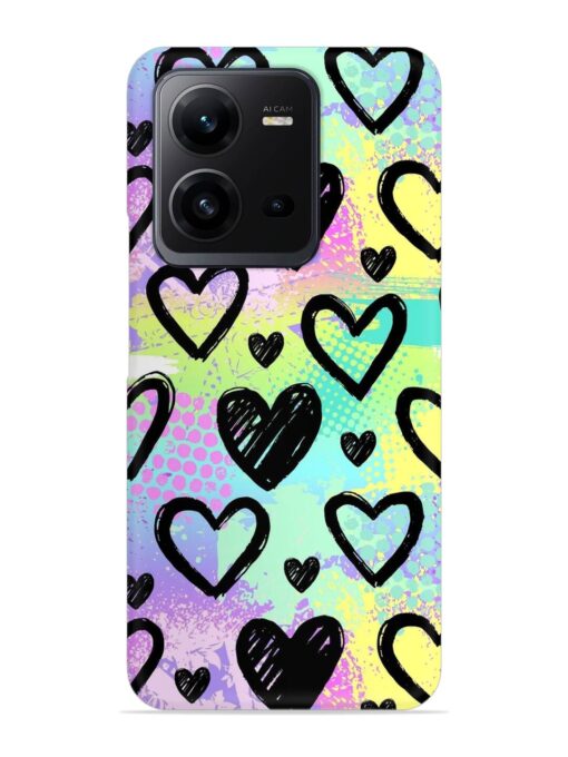 Bright Pattern Hearts Snap Case for Vivo V25 (5G) Zapvi