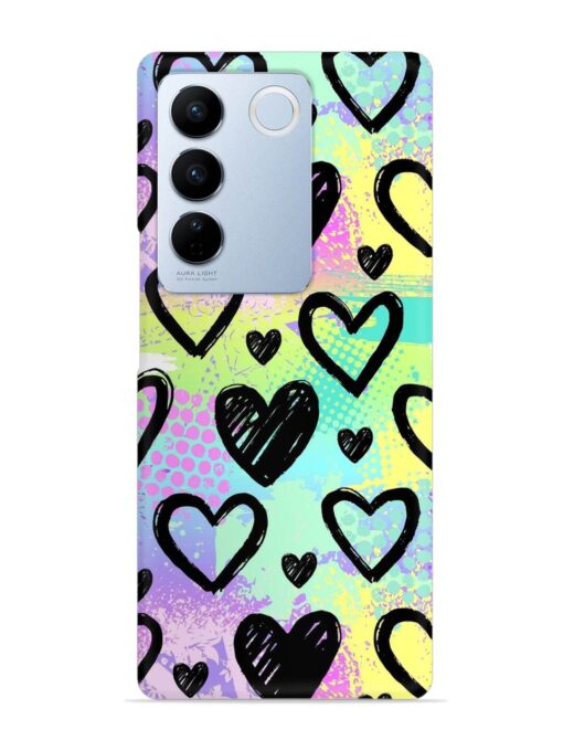 Bright Pattern Hearts Snap Case for Vivo V27 Pro (5G) Zapvi