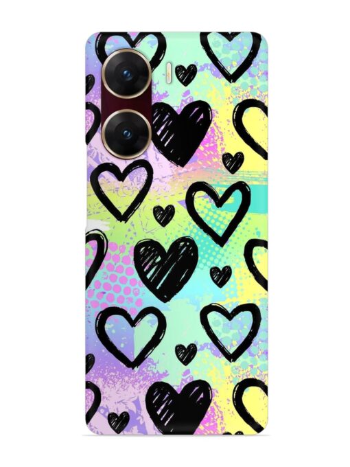 Bright Pattern Hearts Snap Case for Vivo V29E (5G) Zapvi