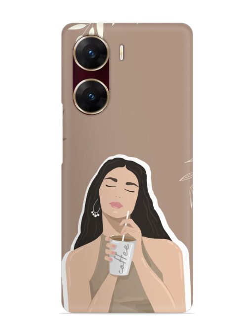 Girl With Coffee Snap Case for Vivo V29E (5G) Zapvi