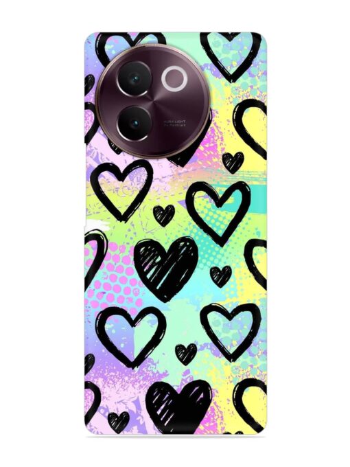 Bright Pattern Hearts Snap Case for Vivo V30E (5G) Zapvi