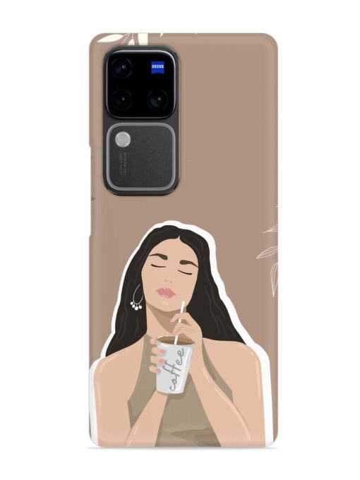 Girl With Coffee Snap Case for Vivo V30 Pro (5G) Zapvi