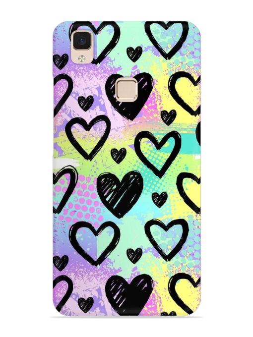 Bright Pattern Hearts Snap Case for Vivo V3 Max Zapvi