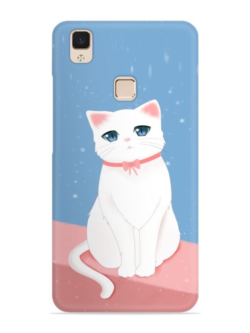 Cute White Cat Snap Case for Vivo V3 Max Zapvi