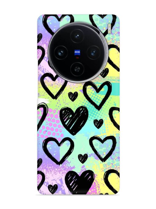 Bright Pattern Hearts Snap Case for Vivo X100 (5G) Zapvi