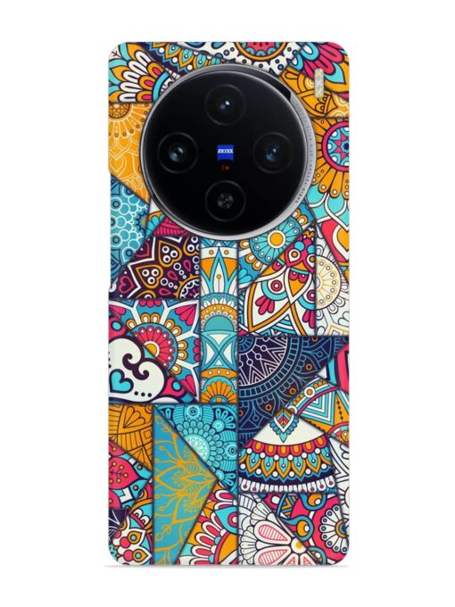 Patchwork Pattern Vintage Snap Case for Vivo X100 (5G) Zapvi