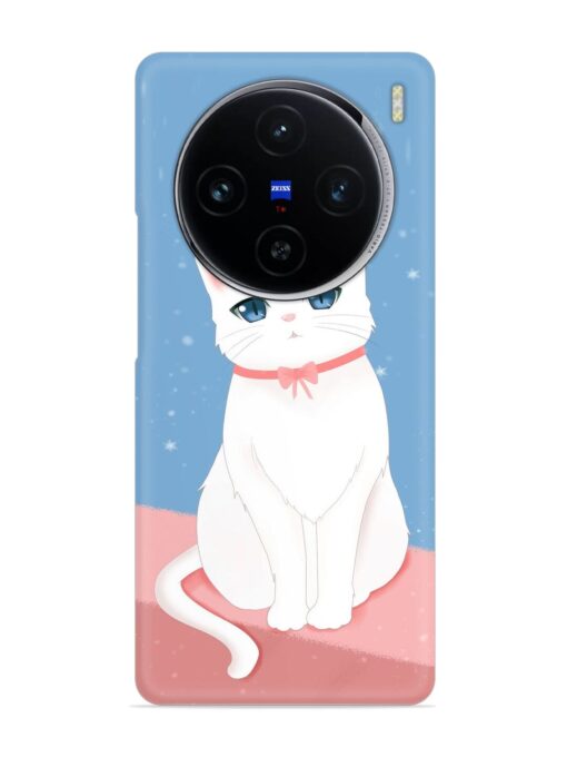 Cute White Cat Snap Case for Vivo X100 (5G) Zapvi