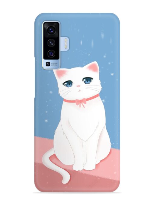 Cute White Cat Snap Case for Vivo X50 Zapvi