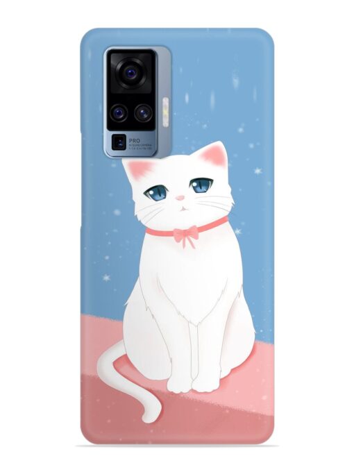 Cute White Cat Snap Case for Vivo X50 Pro Zapvi