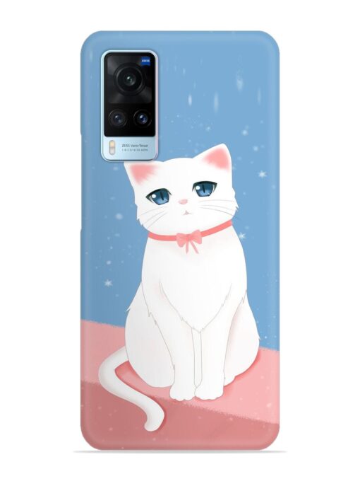 Cute White Cat Snap Case for Vivo X60 Zapvi