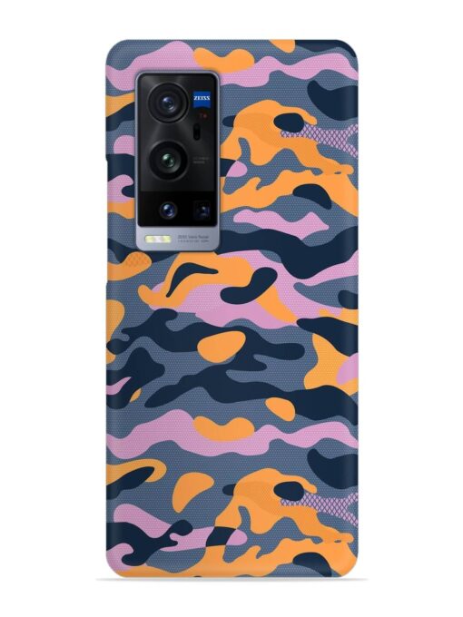 Camouflage Army Military English Orange Art Snap Case for Vivo X60 Pro Plus