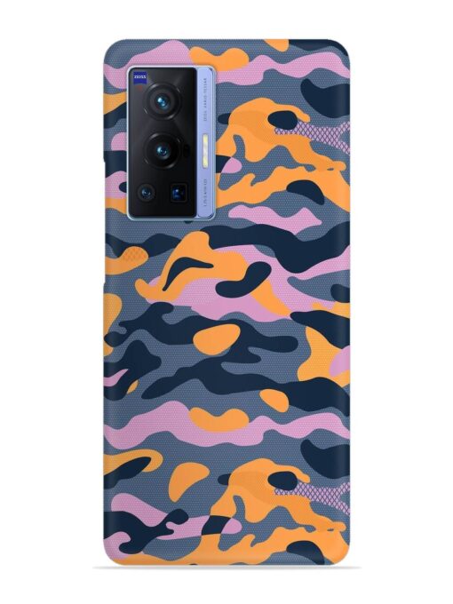 Camouflage Army Military English Orange Art Snap Case for Vivo X70 Pro (5G)