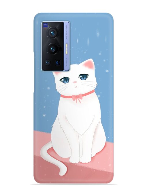 Cute White Cat Snap Case for Vivo X70 Pro (5G) Zapvi