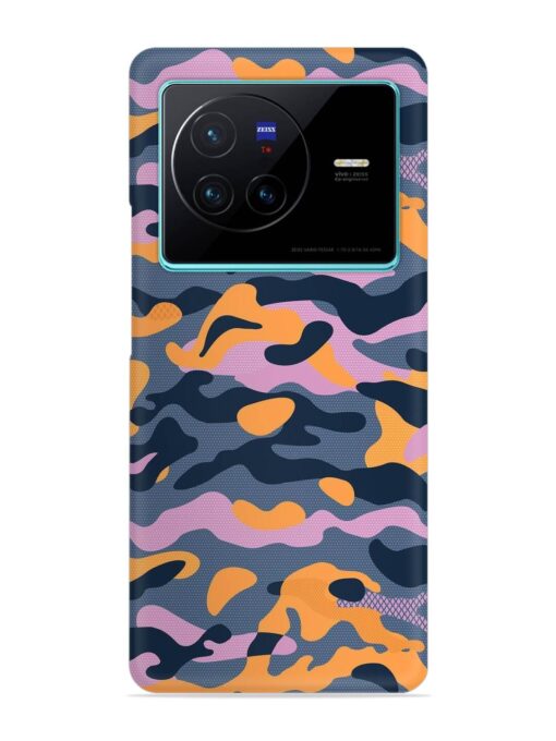 Camouflage Army Military English Orange Art Snap Case for Vivo X80